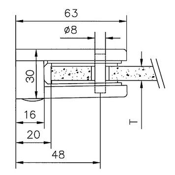 Small Glass Clamp for Mounting on Walls