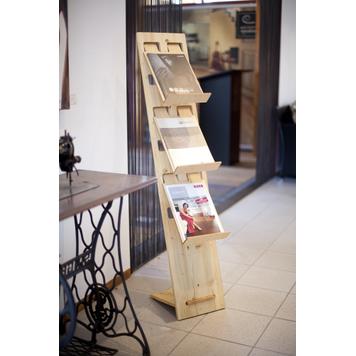 Spruce Wood Brochure Stand With 3 Leaflet Trays