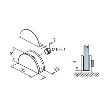 Flat Glass Holder for Wallmounting