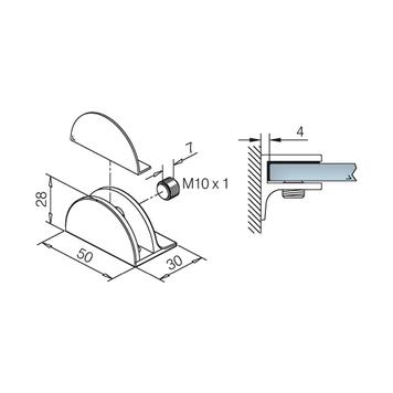 Flat Glass Holder for Wallmounting