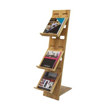 Spruce Wood Brochure Stand With 3 Leaflet Trays