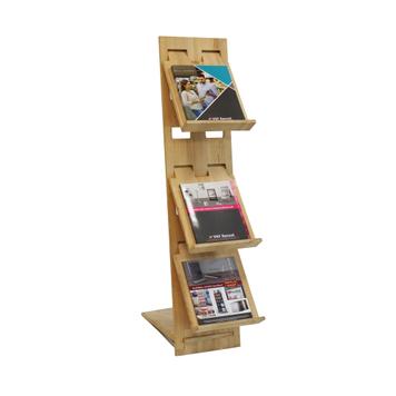 Spruce Wood Brochure Stand With 3 Leaflet Trays